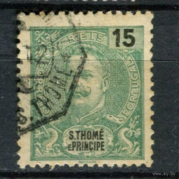 Португальские колонии - Сан Томе и Принсипи - 1903 - Король Карлуш I 15R - [Mi.87] - 1 марка. Гашеная.  (Лот 101AV)