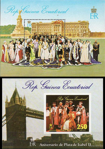 25 лет со дня коронаци Елизаветы II Экваториальная Гвинея 1978 год 2 блока