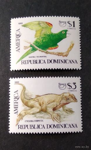 Доминикана \36Ф\1993 г.(Dominicana). фауна. Птицы. Ящерицы