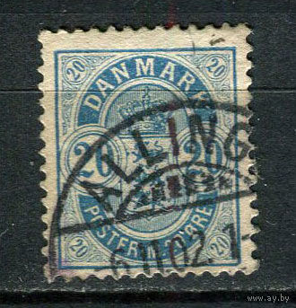 Дания - 1884/1902 - Герб 10 O - [Mi.36B] - 1 марка. Гашеная.  (Лот 27CA)