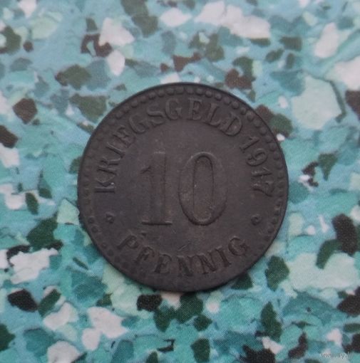 10 пфеннигов 1917 года. Германская империя ( военные деньги резиденция г. Гассель)