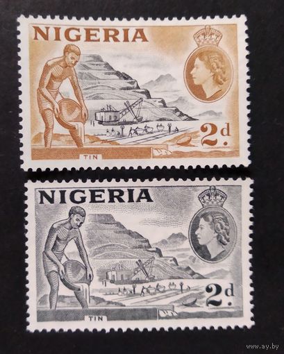 Великобритания. Нигерия\1035\ 1953-56 ми74-75 Добыча олова