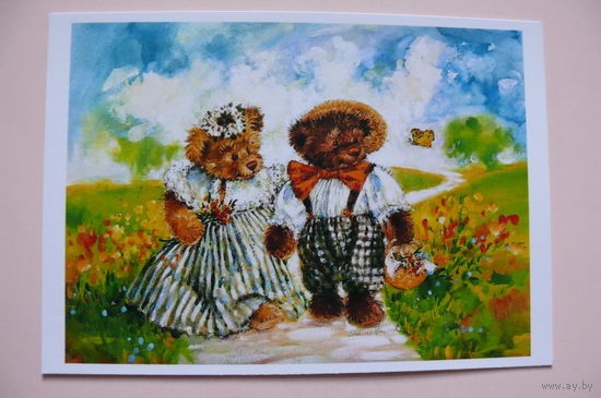 Современная открытка, Stewart Sherwood, чистая; медвежата.
