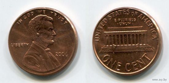 США. 1 цент (2006, UNC)