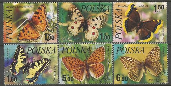 Польша. Бабочки. 1977г. Mi#2516-21. Серия.