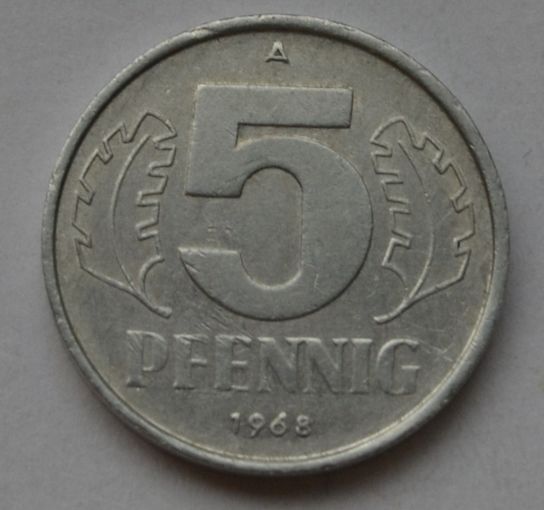 Германия - ГДР 5 пфеннигов, 1968 г.