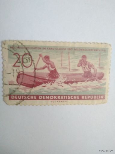 Марка из набора ГДР 1961 год coubles caноэ