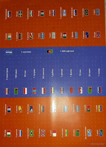 Стикеры с названиями стран из журнала "Монеты и банкноты"