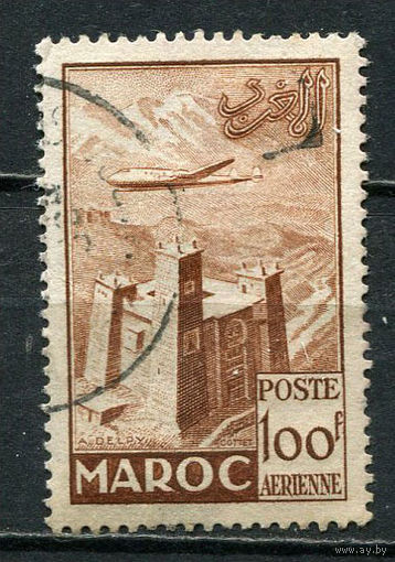 Французский протекторат  - Марокко - 1952 - Авиация 100Fr - [Mi.350] - 1 марка. Гашеная.  (Лот 83EX)-T25P5