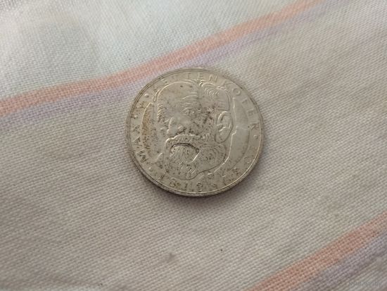 Серебро 0.625 Германия 5 марок, 1968 150 лет со дня рождения Макса фон Петтенкофера(Д) в патине