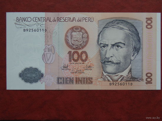 Перу 100  интис 1987 года UNC.
