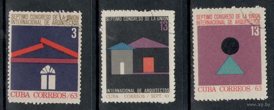 Куба /1963/ Международная Архитектурная Выставка / 3 Марки