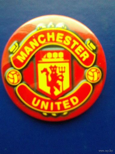Значок - "Логотип Футбольный Клуб "Манчестер Юнайтед" Англия" - Диаметр - 5.5 см.