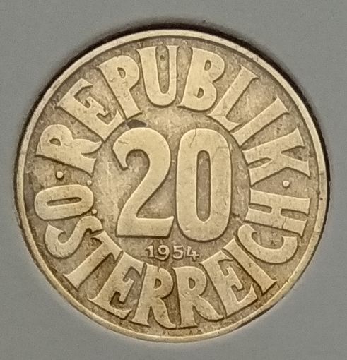 Австрия 20 грошей 1954 г. В холдере