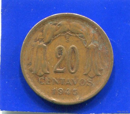 Чили 20 сентаво 1945