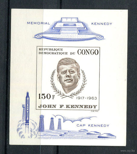 Конго (Заир) - 1966 - 35-й Президент США - Джон Кеннеди - (на клее есть пятно) - [Mi. bl. 9] - 1 блок. MNH.