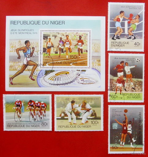 Нигер. Спорт. ( Блок и 5 марок ) 1976 года.