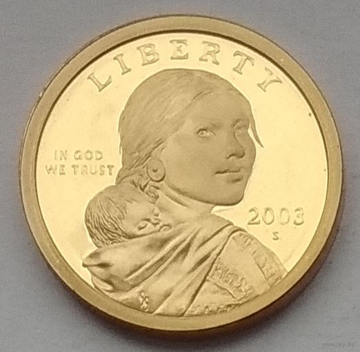 США 1 доллар 2003 г. S. Сакагавея. Парящий орел. Пруф