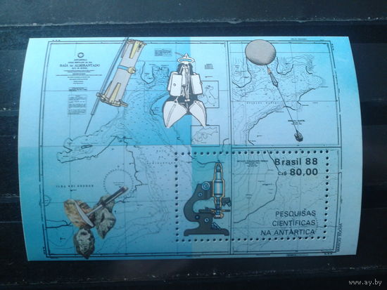 Бразилия 1988 Научные исследования в Антарктиде** Блок Михель-3,5 евро