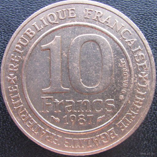 1k Франция 10 франков 1987 ТОРГ уместен  Капетинги В ХОЛДЕРЕ распродажа коллекции