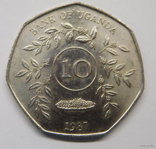 Уганда 10 шиллингов 1987 г