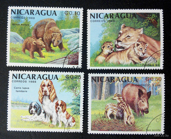 Никарагуа 1988 г. Животные. Фауна, полная серия из 4 марок #0178-Ф1