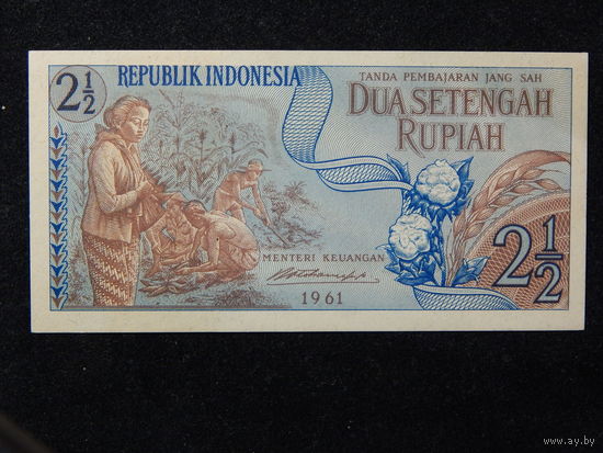 Индонезия 2 1/2 рупии 1961г UNC