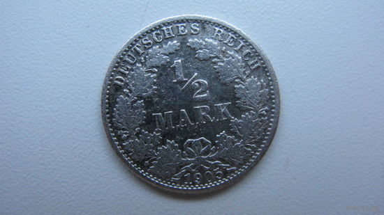 Германия 1 \ 2 марки 1905 J
