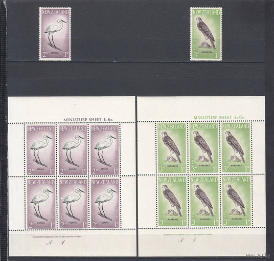 Фауна. Птицы. Новая Зеландия. 1961. 2 марки и 2 малых листа. Michel N 416-417 (36,5 е)