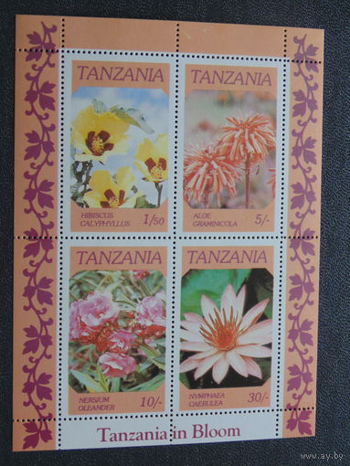 Танзания 1986. Цветы. Блок.