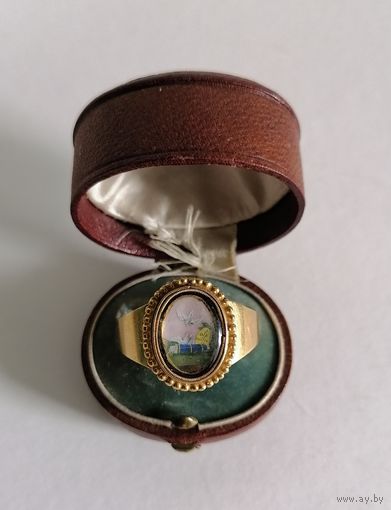 Кольцо, перстень. Мужской. В родной коробке. Высокопробное з-то. По клеймам 1820 год.