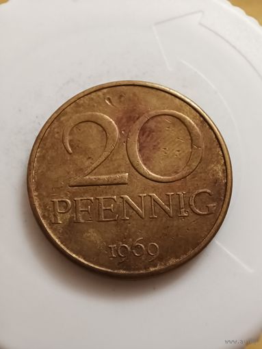 ГДР 20 пфеннингов 1969 год