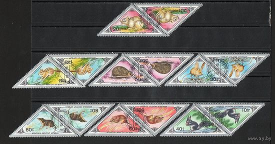 Фауна Грызуны Монголия 1983 год серия из 7 марок в сцепках