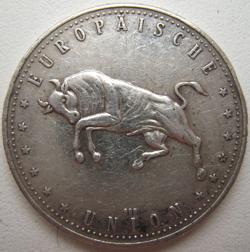 Серебряная медаль (жетон) Евро 5 лет Маастрихтского договора об учреждении валютного Союза стран ЕС (a)