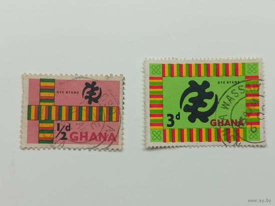 Гана 1961. Национальные символы. Надпечатка "GYE NYAME". Полная серия