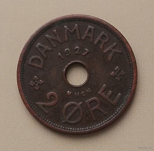 2 эре 1927 года Дания. Король Кристиан 10. Очень красивая монета!