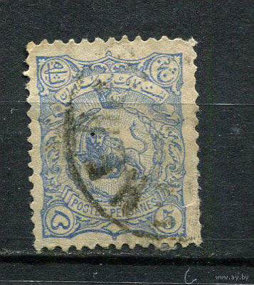 Персия (Иран) - 1894 - Герб 5Ch - (есть тонкое место) - [Mi.82] - 1 марка. Гашеная.  (Лот 40CQ)