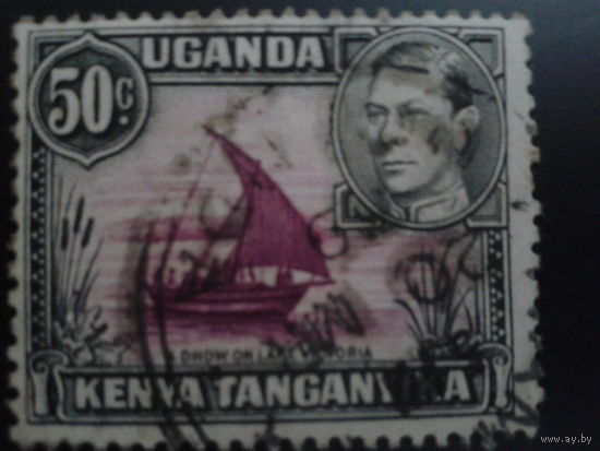 Кения Уганда Танганьика 1938 король Георг 6, парусная лодка