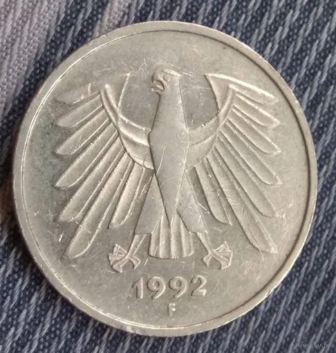5 марок 1992 F  ФРГ Германия 5 ДМ  (  F 	 Штутгарт  )