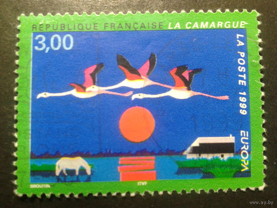 Франция 1999 Европа нац. парки, фламинго летят