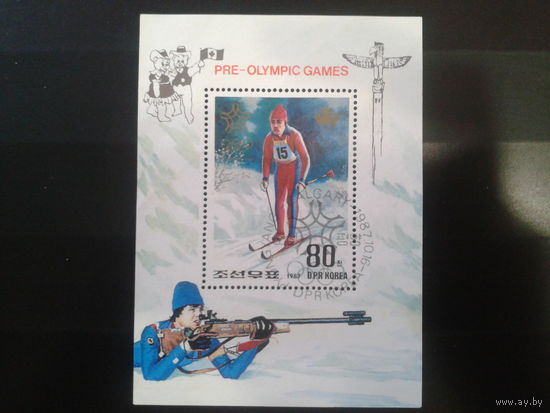 КНДР 1987 Олимпиада Калгари Биатлон блок