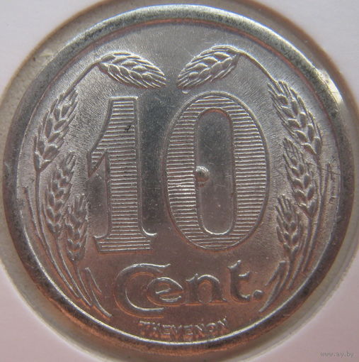 Франция 10 сантимов 1921 г. Нотгельд Эврё. В холдере (gk)