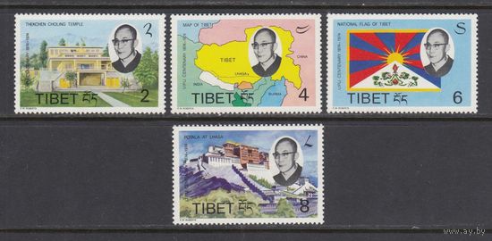 Далай Лама Карта Флаг ВПС 1974 Тибет Правительство в изгнании Индия MNH полная серия 4 м зуб