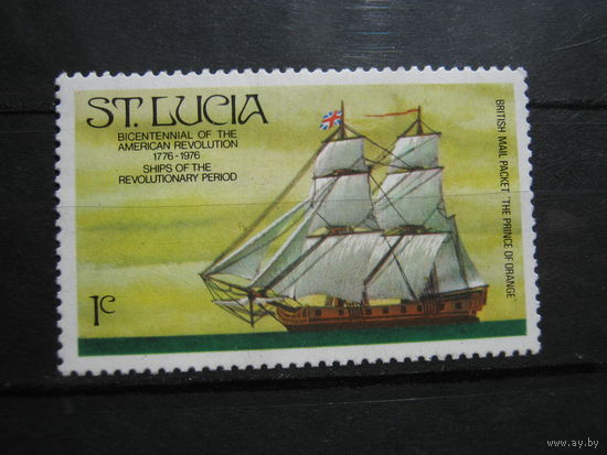 Транспорт, корабли, флот, парусники Британские колонии Санта Лючия марка 1976