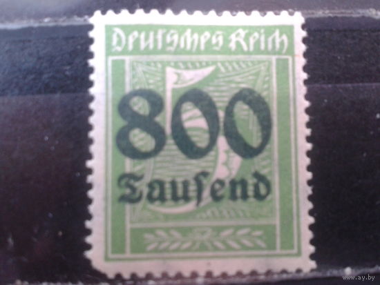 Германия 1923 Стандарт надпечатка 800тыс на 5пф**