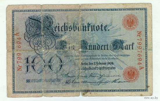 Германия, 100 марок 1908 год