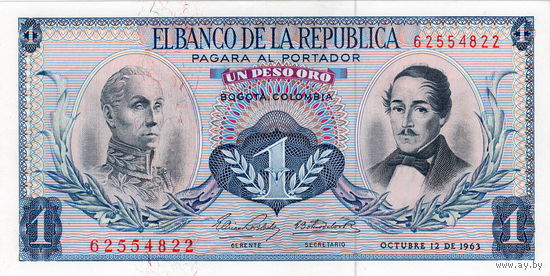 Колумбия, 1 песо, 1963 г., UNC
