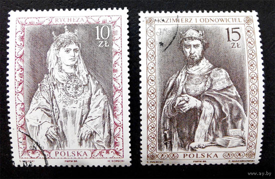 Польша 1988 г. Короли Польши. Живопись, полная серия из 2 марок #0006-И1P1