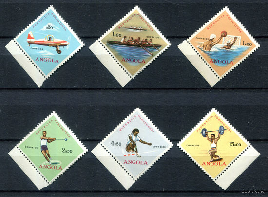 Португальские колонии - Ангола - 1962г. - Спорт - полная серия, MNH с пузырьками на клее, одна марка с отпечатком [Mi 441-446] - 6 марок