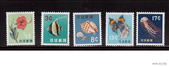 Рюкю ос-ва(Япония)-1959 ,(Мих.72-76)  * (сл. от накл.) , Морская Фауна,